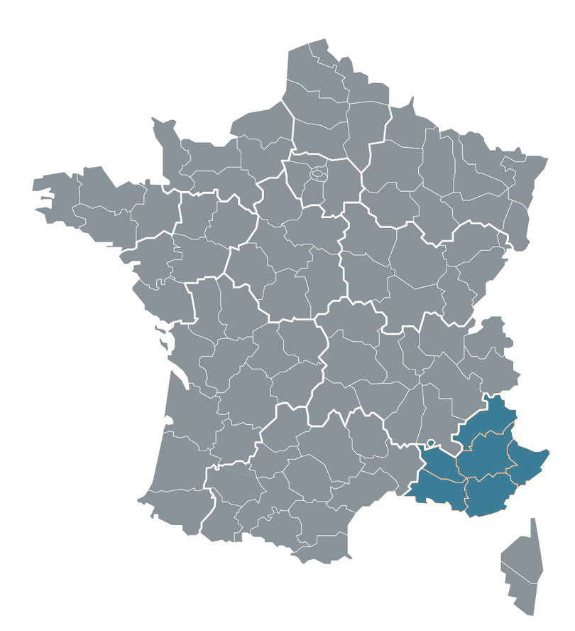 Carte de la France - Localisation région Provence-Alpes-Côte-d'Azur