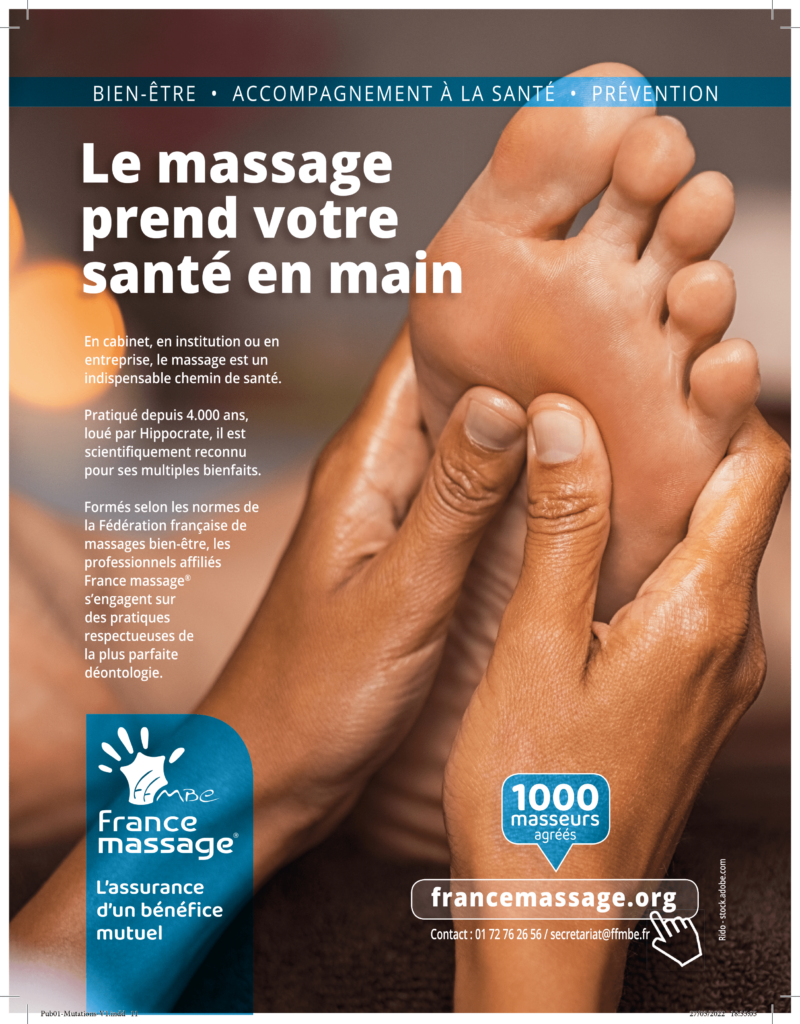 Insertion publicitaire - le massage prend votre santé en main