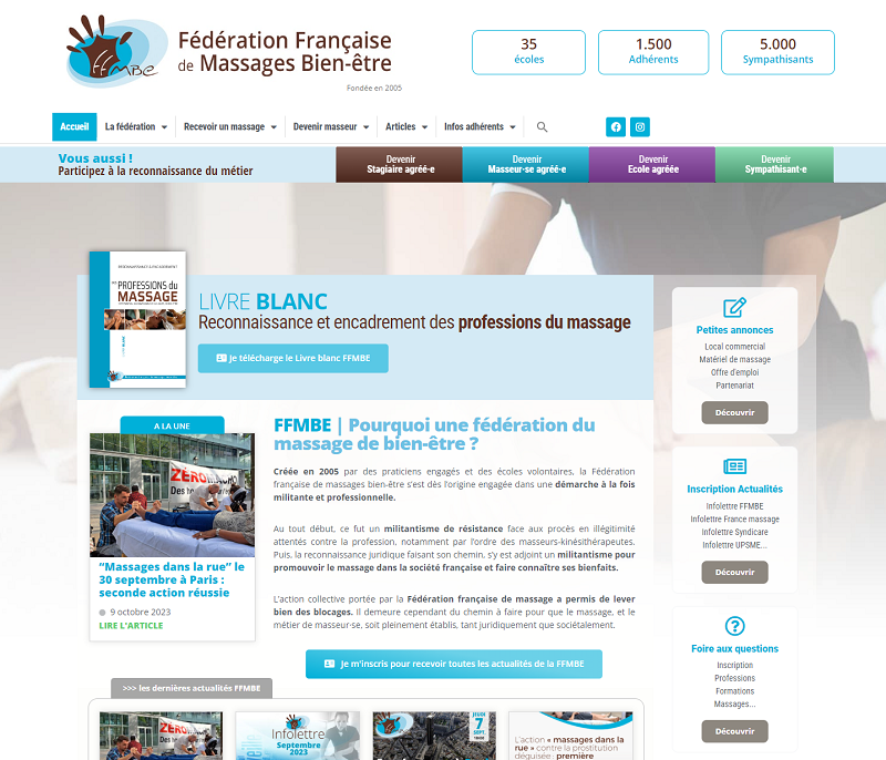 Site FFMBE capture page accueil