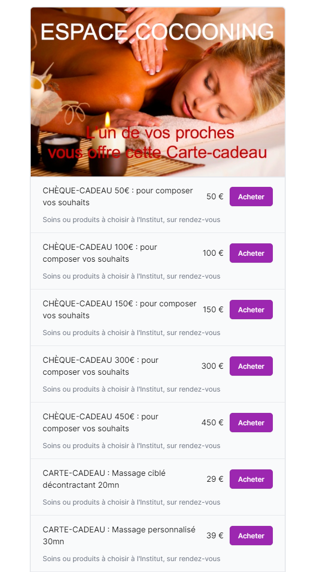 Bons cadeaux massages bien-être 60 ou 20 minutes - Un brin d'herbe